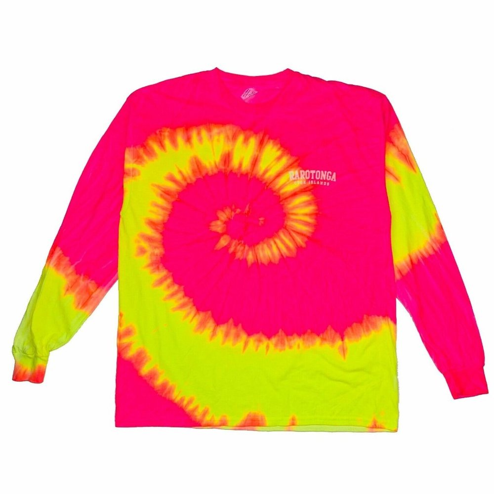 Colortone Tie Dyed Long Sleeve T-Shirt Swirl Rainbow Multicolor Unisex Size XL